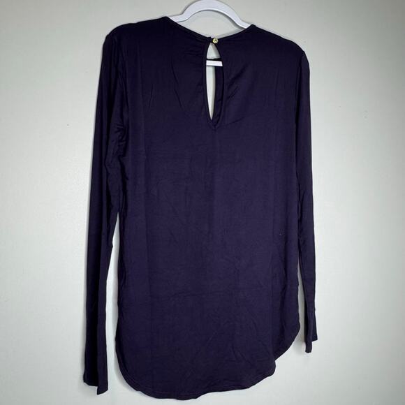 Laila Jayde Long Sleeve Keyhole Top Purple Ink NWT Size Large - Picture 5 of 9